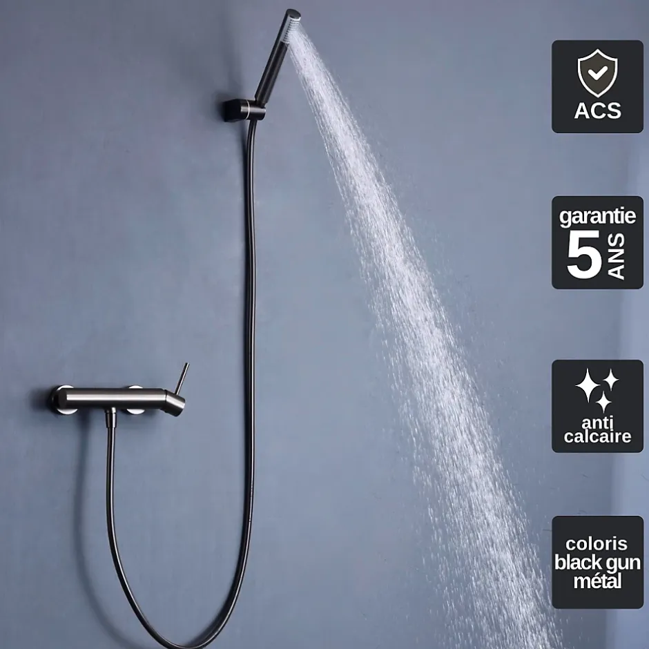 Imex Mitigeur de Douche anti-calcaire Black Gun Métal MONZA BDM039-5BGM* Colonne De Douche Mécanique
