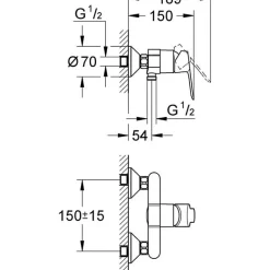 Grohe Mitigeur de douche BAUEDGE Eco click cartouche C2 - - 23560-000* Robinet De Douche