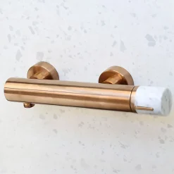 Essebagno Mitigeur de douche cuivre et marbre blanc Manopola* Robinet De Douche