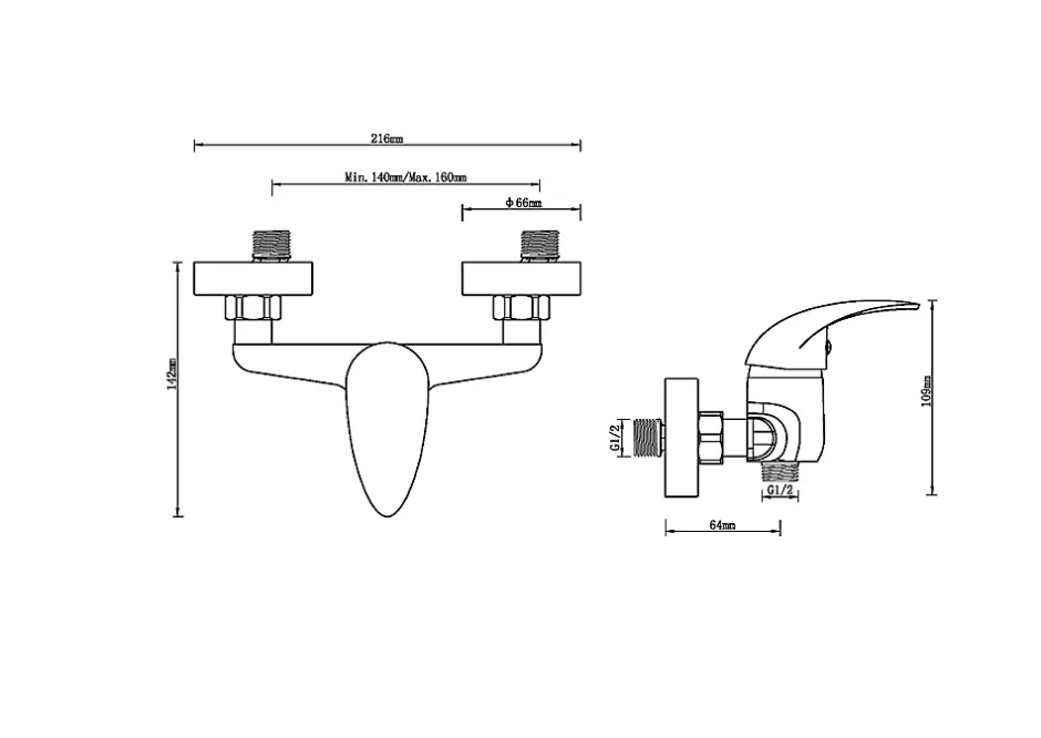 GoodHome Mitigeur de douche entraxe 150 mm Eidar en laiton chromé