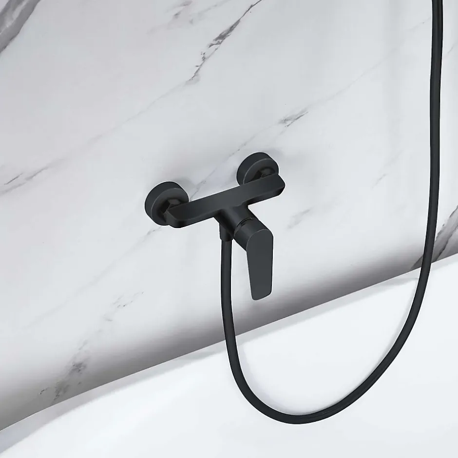 Poalgi Mitigeur de douche mécanique avec douchette SKY BATH noir mat série NATURE* Robinet De Douche