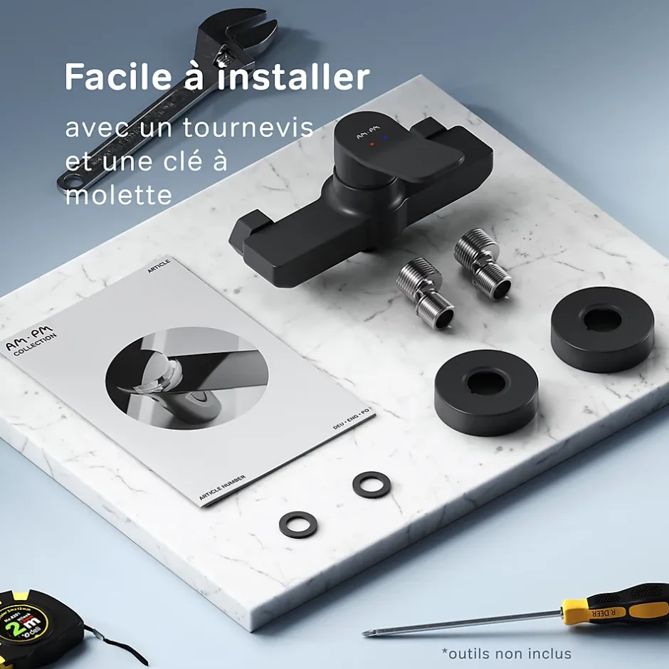 Am.Pm Europe Mitigeur de douche mécanique Robinet Salle de Bain Noir Mat, FXA20022 X-Joy AM.PM* Robinet De Douche