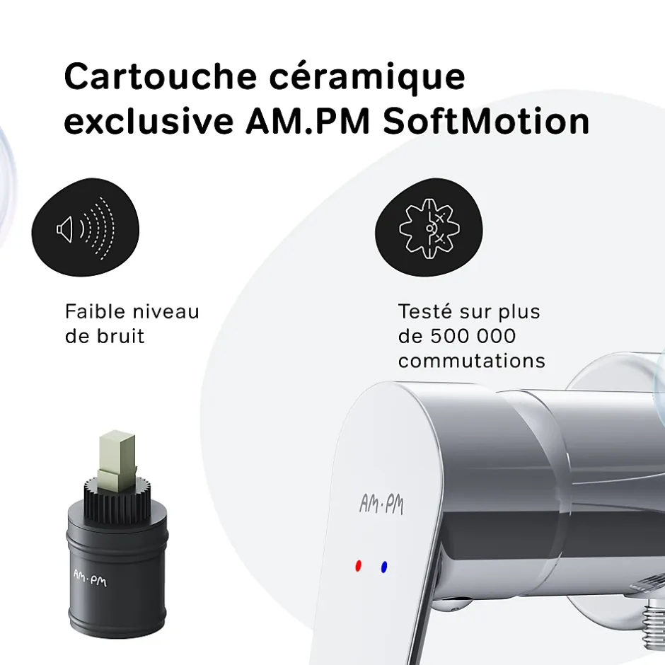 Am.Pm Europe Mitigeur de douche mécanique Robinet Salle de Bain Chromé, FTA20000 Hit AM.PM