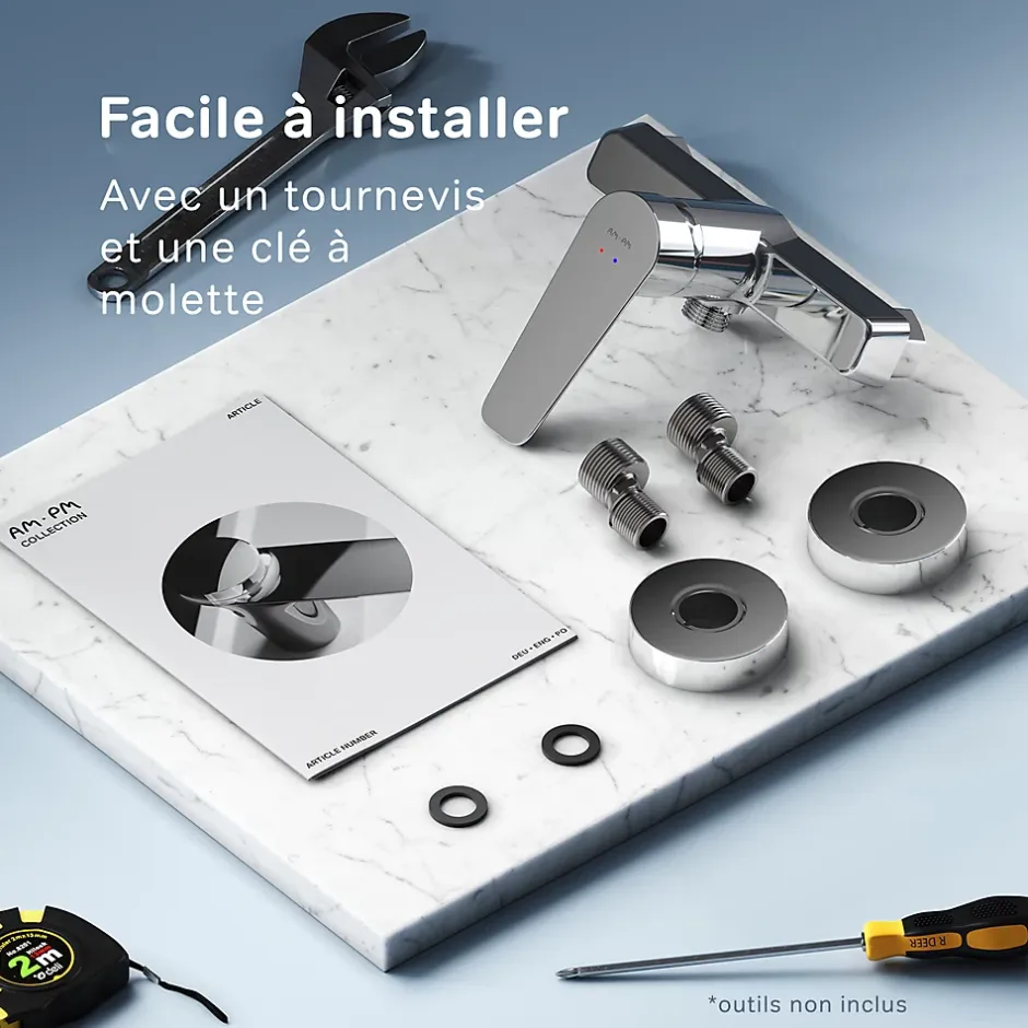 Am.Pm Europe Mitigeur de douche mécanique Robinet Salle de Bain Chromé, FTA20000 Hit AM.PM