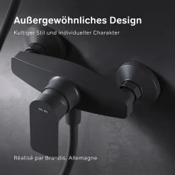 Am.Pm Europe Mitigeur de douche mécanique Robinet de douche Noir, Flash FNA20022 AM.PM