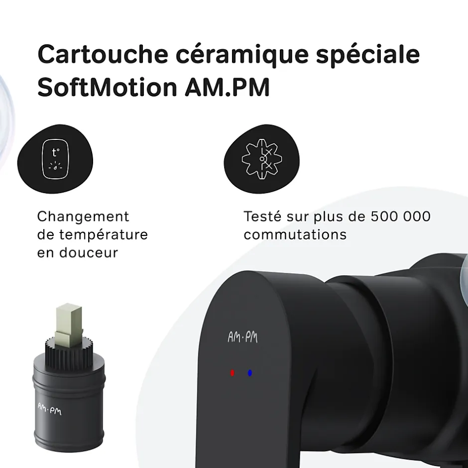 Am.Pm Europe Mitigeur de douche mécanique Robinet de douche Noir, Flash FNA20022 AM.PM