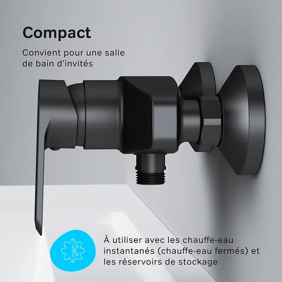 Am.Pm Europe Mitigeur de douche mécanique Robinet de douche Noir, Flash FNA20022 AM.PM