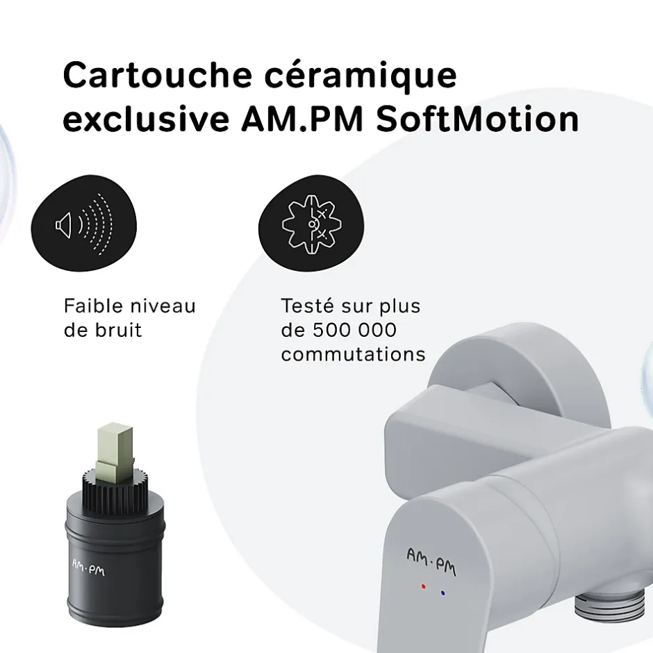 Am.Pm Europe Mitigeur de douche mécanique Robinet Salle de Bain Blanc, FTA20033 Hit AM.PM* Robinet De Douche