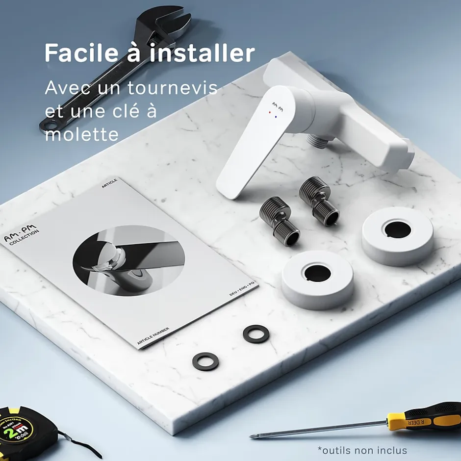 Am.Pm Europe Mitigeur de douche mécanique Robinet Salle de Bain Blanc, FTA20033 Hit AM.PM* Robinet De Douche