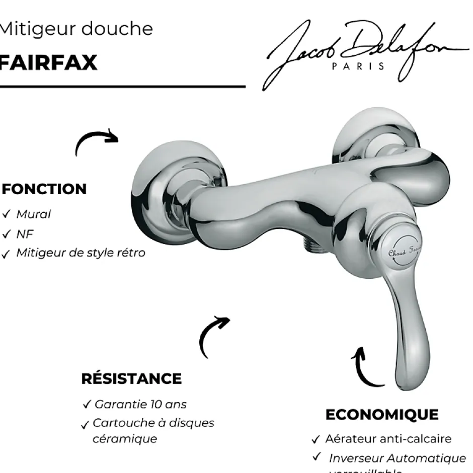 Jacob Delafon Mitigeur de douche mural Fairfax* Robinet De Douche