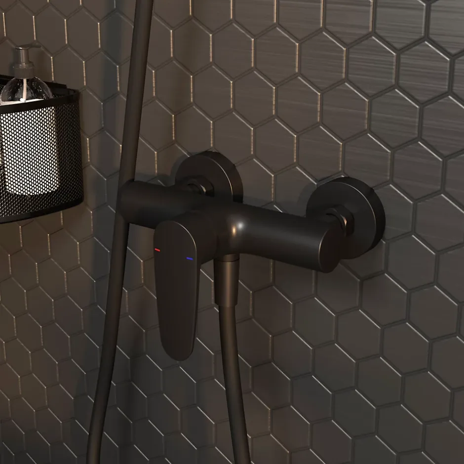 GoodHome Mitigeur de douche noir Cavally