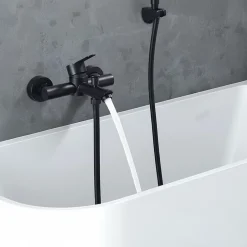 Homelody Mitigeur de Douche Robinet de Baignoire Mecanique Monocommande Double Sortie Mural Acier Inoxydable Noir Pour Baignoire* Robinet De Baignoire