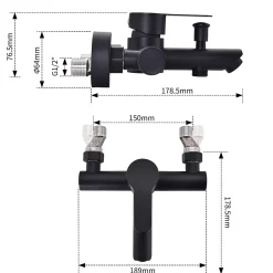 Homelody Mitigeur de Douche Robinet de Baignoire Mecanique Monocommande Double Sortie Mural Acier Inoxydable Noir Pour Baignoire* Robinet De Baignoire