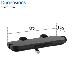 Homelody Mitigeur de Douche Robinet Douche Bain Douche Mural Monocommande à Bouton avec Double Sortie et Plateau Rangement Noir* Robinet De Baignoire