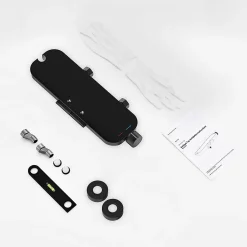 Homelody Mitigeur de Douche Robinet Douche Bain Douche Mural Monocommande à Bouton avec Double Sortie et Plateau Rangement Noir* Robinet De Baignoire
