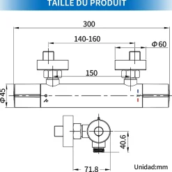 Homelody Mitigeur de douche thermostatique securite 38C temperature stable reglage debit separe mural en laiton noir pour douche