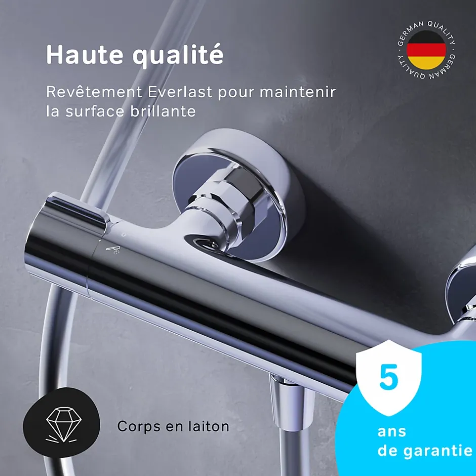 Am.Pm Europe Mitigeur de douche thermostatique Robinet salle de bain Chromé, FGA40000 Gem AM.PM* Robinet De Douche