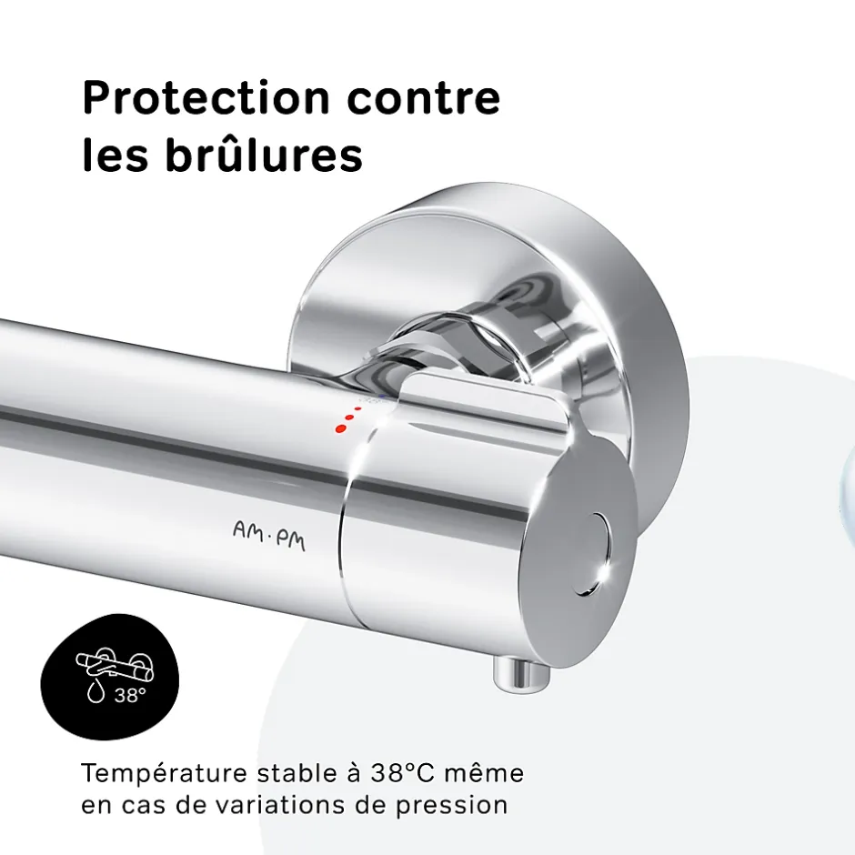 Am.Pm Europe Mitigeur de douche thermostatique Robinet salle de bain Chromé, FGA40000 Gem AM.PM* Robinet De Douche