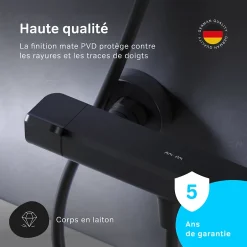 Am.Pm Europe Mitigeur de douche thermostatique Robinet salle de bain, Noir FNA40022 Flash AM.PM* Robinet De Douche
