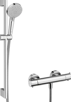 Hansgrohe Mitigeur de douche thermostatique avec douchette, flexible et barre réglable chrome Vernis Blend* Colonne De Douche Thermostatique