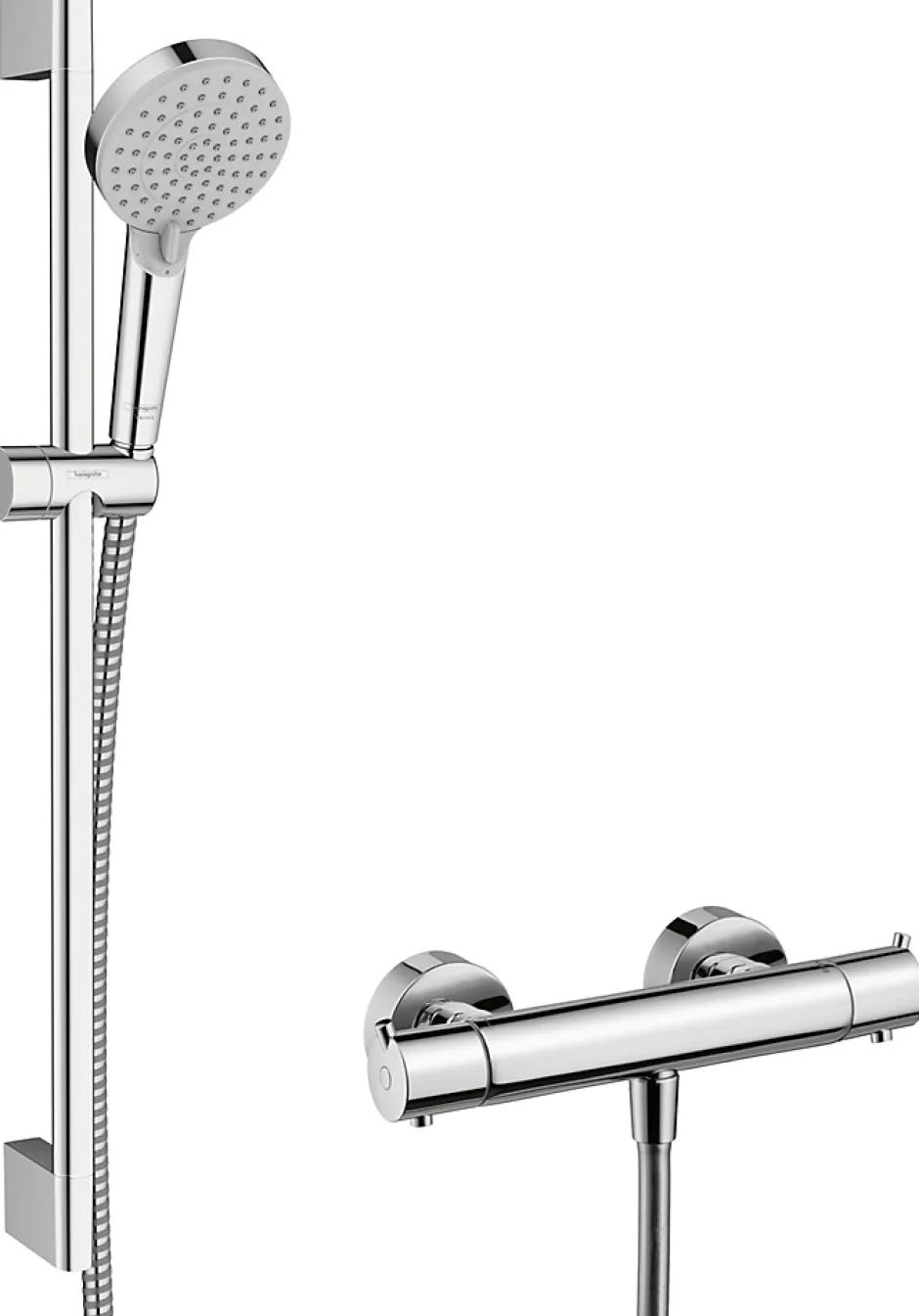Hansgrohe Mitigeur de douche thermostatique avec douchette, flexible et barre réglable chrome Vernis Blend* Colonne De Douche Thermostatique