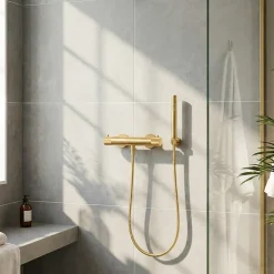 GoodHome Mitigeur de douche thermostatique, doré brossé, Owens