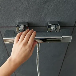 GoodHome Mitigeur de douche thermostatique chromé Teesta