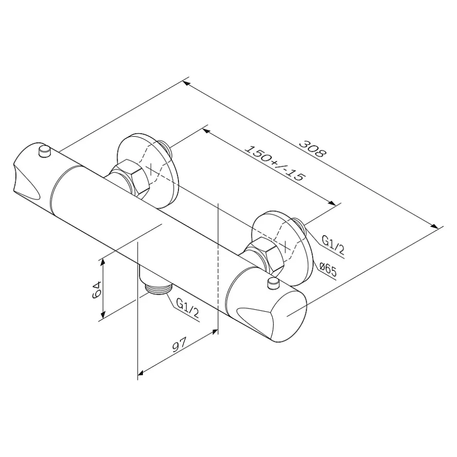 Am.Pm Europe Mitigeur de douche thermostatique Robinet salle de bain, Noir FTA40022 Hit AM.PM