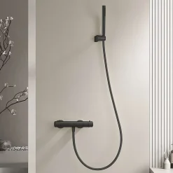 Poalgi Mitigeur de douche thermostatique avec douchette SKY BATH noir mat Inox S304 série SUPREME