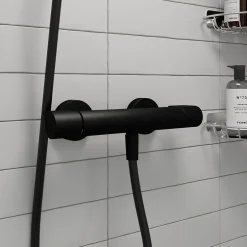 GoodHome Mitigeur de douche thermostatique noir Cavally* Robinet De Douche
