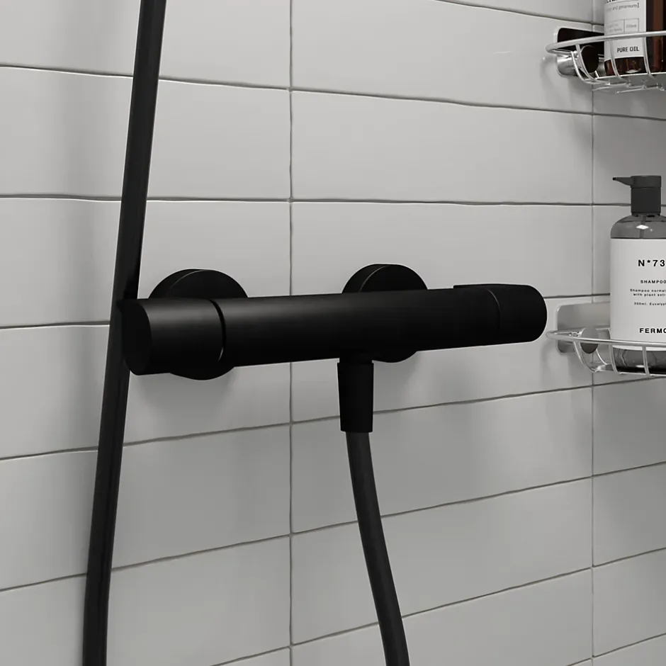 GoodHome Mitigeur de douche thermostatique noir Cavally* Robinet De Douche