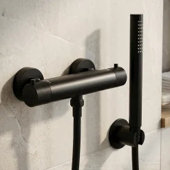 GoodHome Mitigeur de douche thermostatique, noir mat, Owens* Robinet De Douche