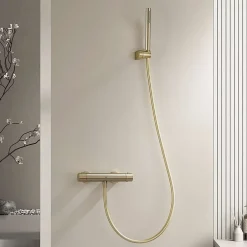 Poalgi Mitigeur de douche thermostatique avec douchette SKY BATH or brossé Inox S304 série SUPREME* Robinet De Douche