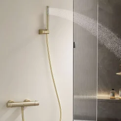 Poalgi Mitigeur de douche thermostatique avec douchette SKY BATH or brossé Inox S304 série SUPREME* Robinet De Douche