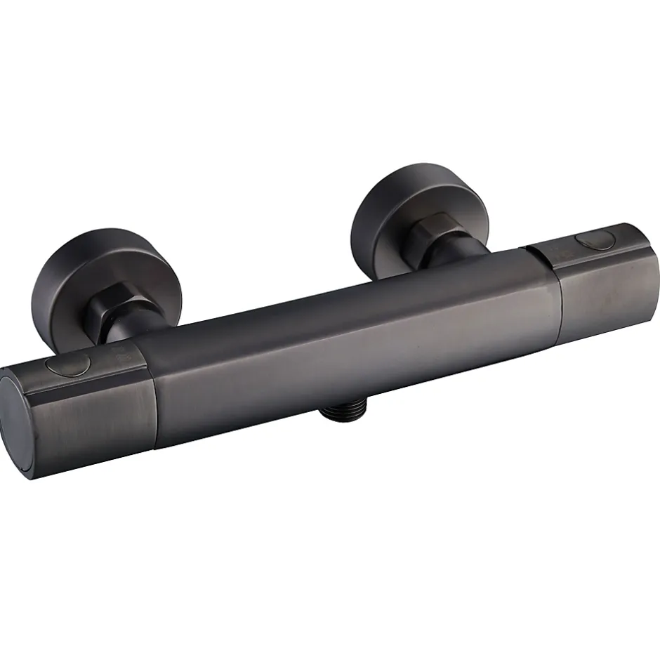 Essebagno Mitigeur de douche thermostatique mural, gun metal, Carra* Robinet De Douche