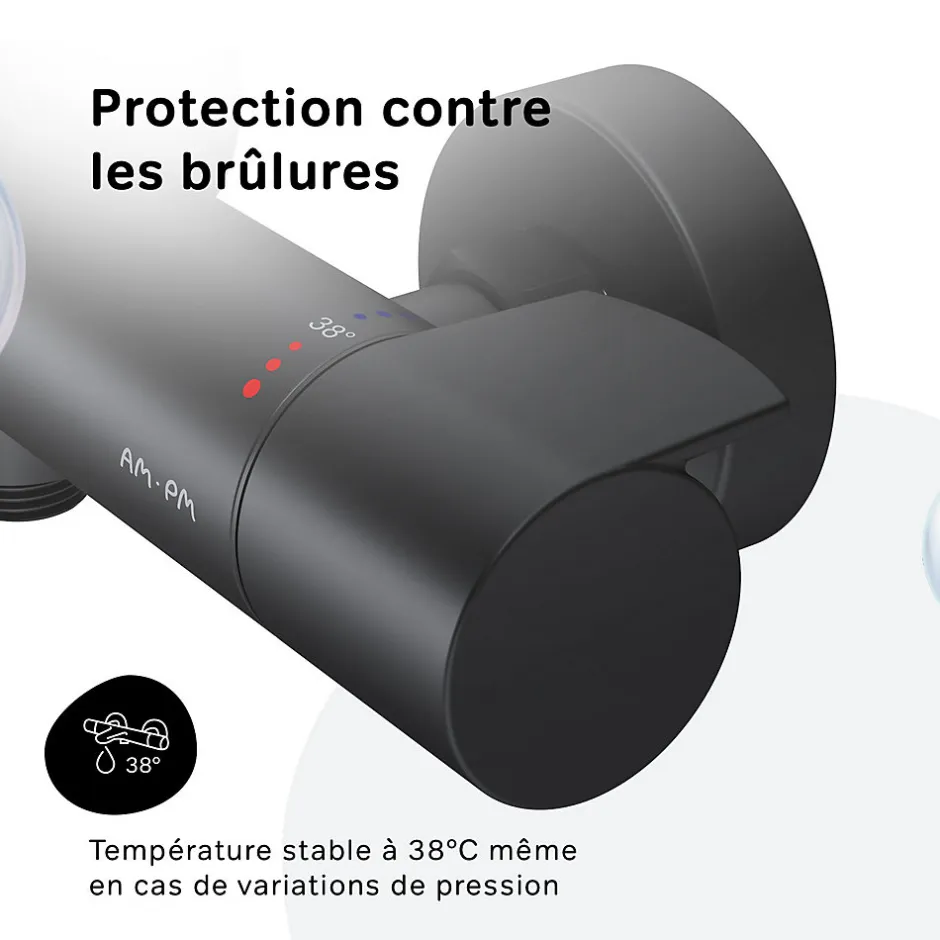 Am.Pm Europe Mitigeur de douche thermostatique Robinet salle de bain Noir, FXA40022 X-Joy AM.PM* Robinet De Douche