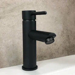 Kroos Mitigeur de lavabo à bec court Noir* Robinet Lave-Mains