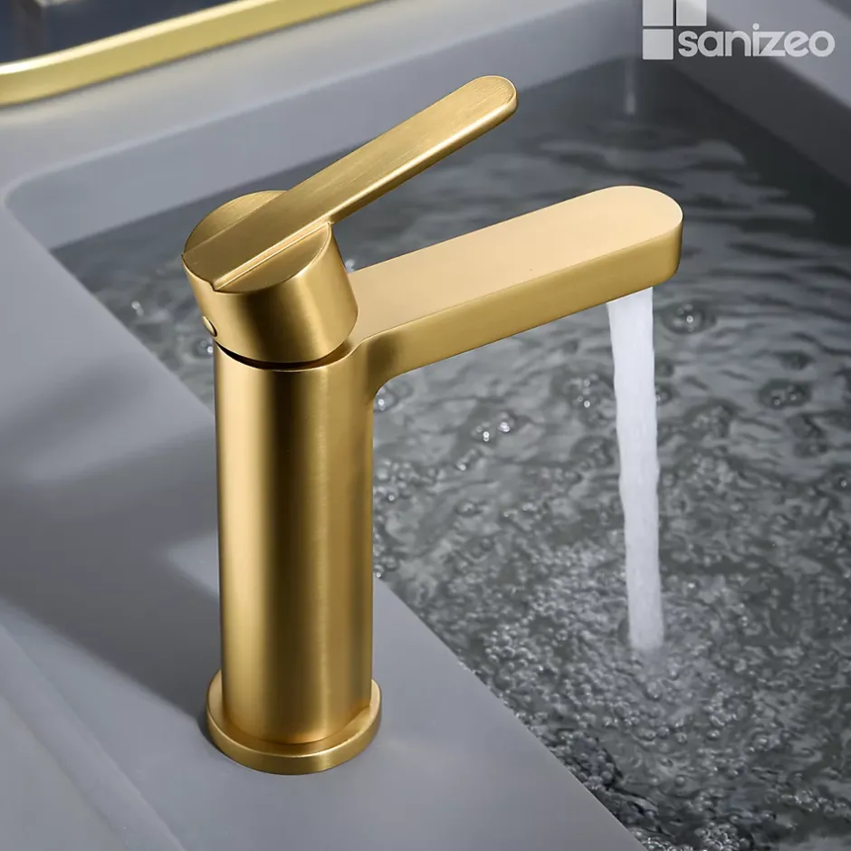 Imex Mitigeur de Lavabo Anti-Calcaire Bec Bas Or Brossé ROMA BDR001-1OC