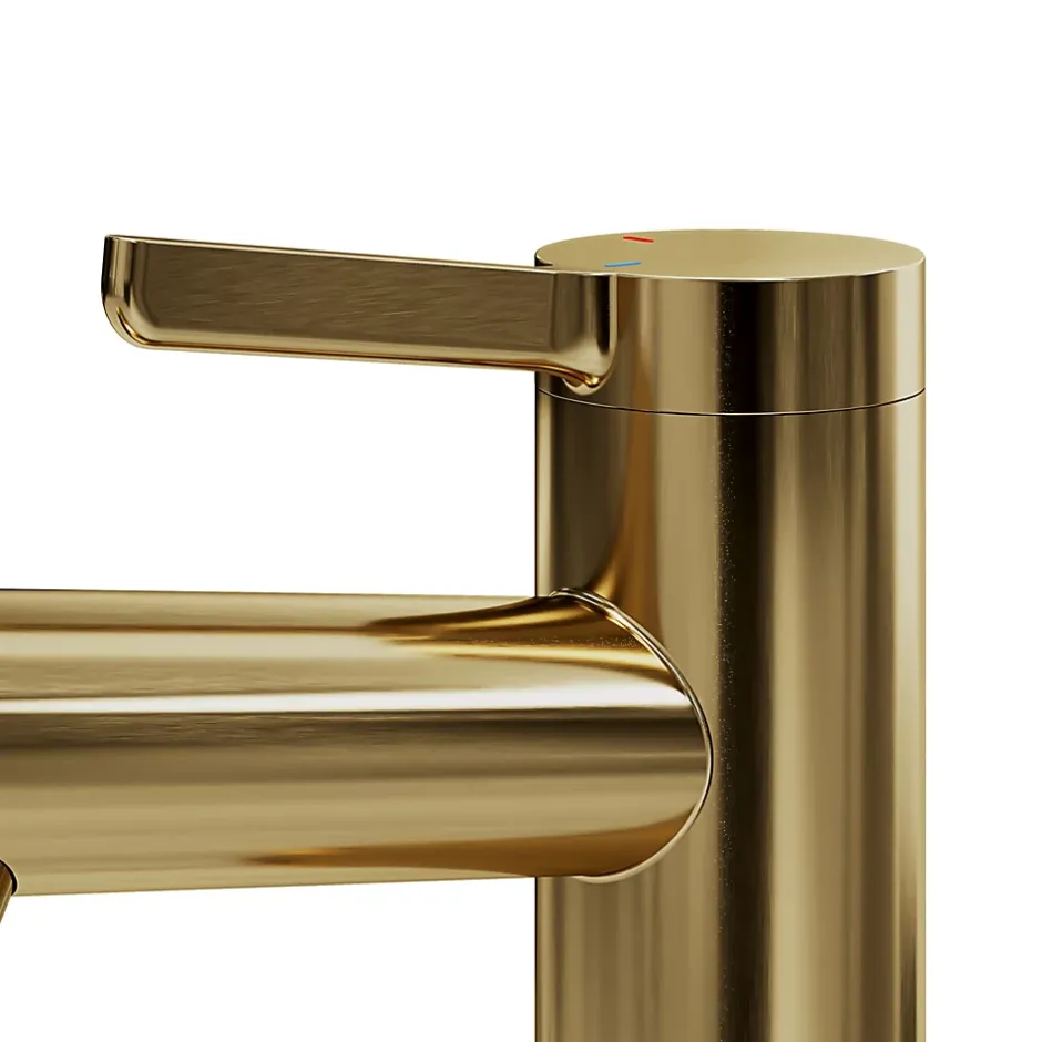 GoodHome Mitigeur de lavabo avec mousseur orientable, taille M, doré, H.14,3 cm, Maza* Robinet Lavabo Et Vasque