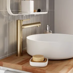 GoodHome Mitigeur de lavabo avec mousseur orientable, taille XL, doré, H.25,7 cm, Maza* Robinet Lavabo Et Vasque