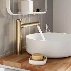 GoodHome Mitigeur de lavabo avec mousseur orientable, taille XL, doré, H.25,7 cm, Maza* Robinet Lavabo Et Vasque