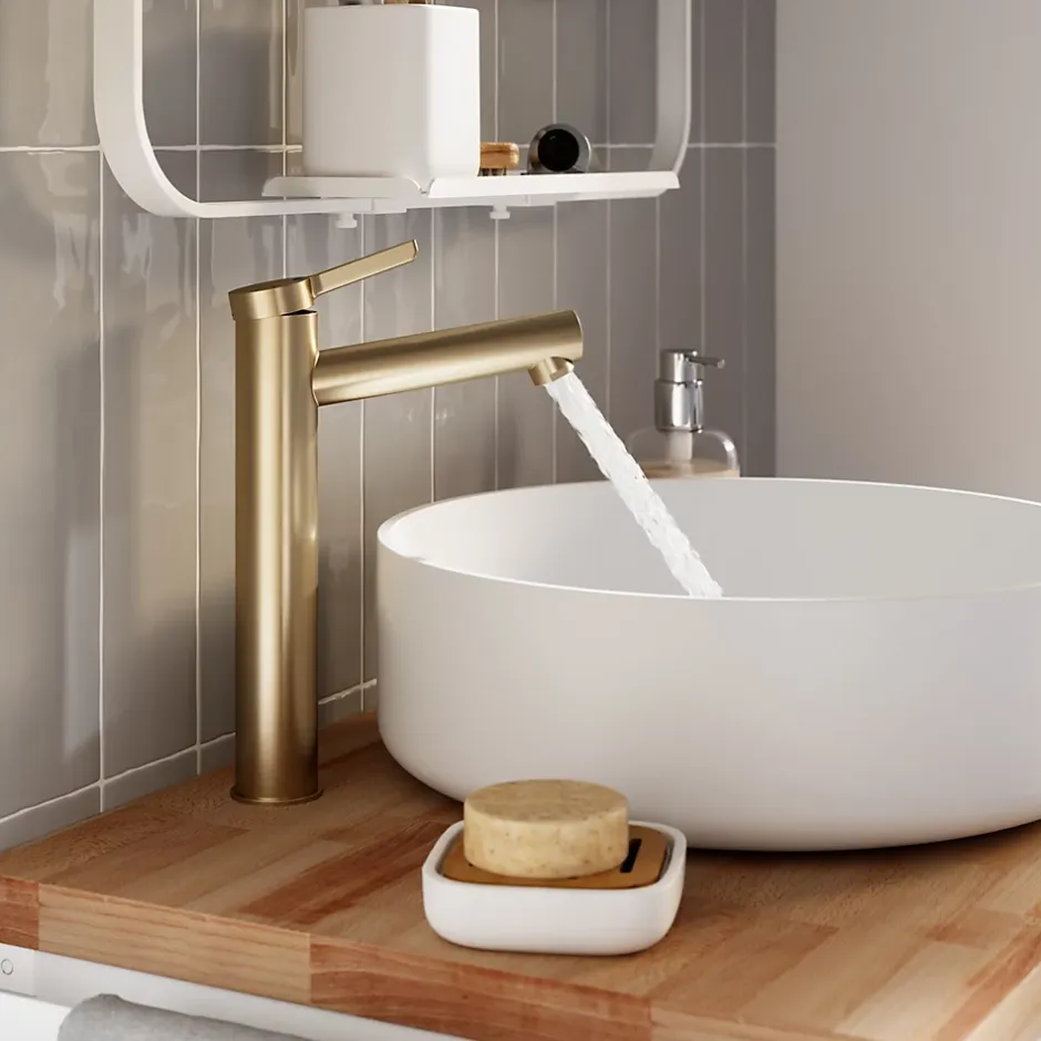 GoodHome Mitigeur de lavabo avec mousseur orientable, taille XL, doré, H.25,7 cm, Maza* Robinet Lavabo Et Vasque