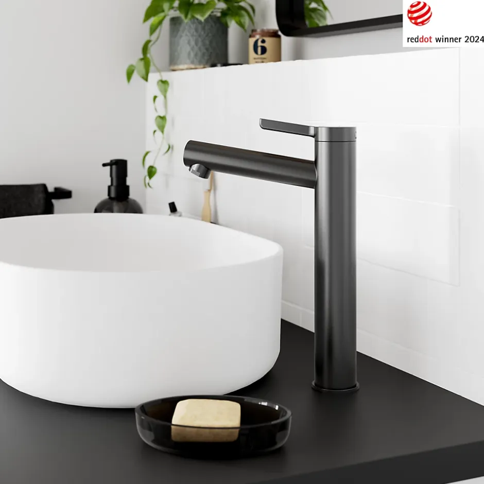 GoodHome Mitigeur de lavabo avec mousseur orientable, taille XL, gun metal, H.25,7 cm, Maza* Robinet Lavabo Et Vasque