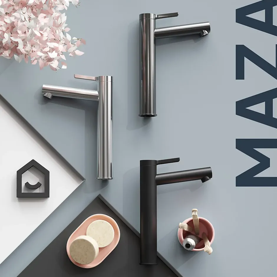 GoodHome Mitigeur de lavabo avec mousseur orientable, taille XL, gun metal, H.25,7 cm, Maza* Robinet Lavabo Et Vasque