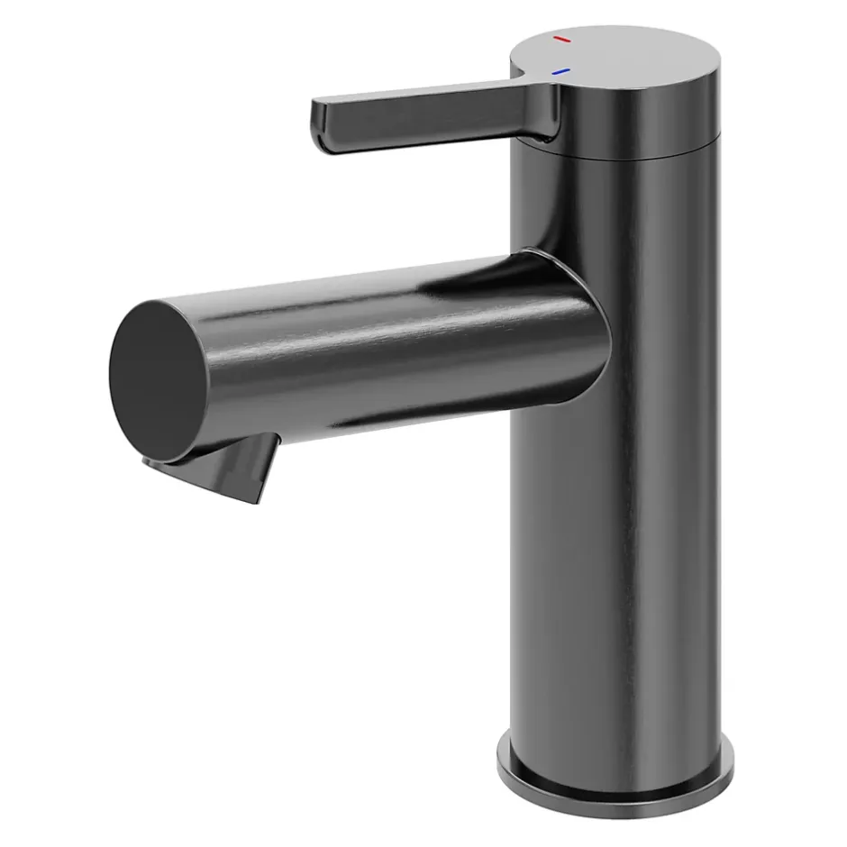 GoodHome Mitigeur de lavabo avec mousseur orientable, taille M, gun metal, H.14,3 cm, Maza