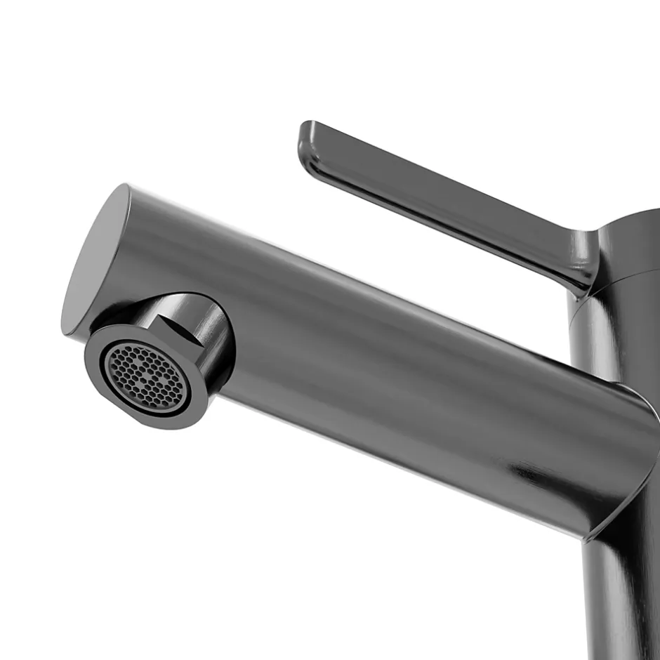 GoodHome Mitigeur de lavabo avec mousseur orientable, taille M, gun metal, H.14,3 cm, Maza