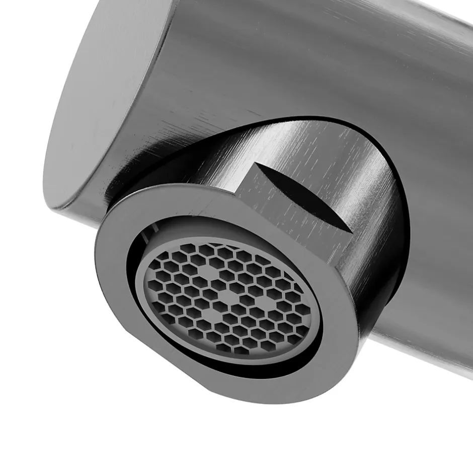 GoodHome Mitigeur de lavabo avec mousseur orientable, taille M, gun metal, H.14,3 cm, Maza