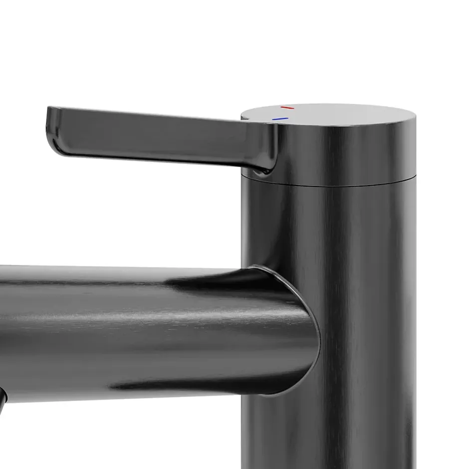 GoodHome Mitigeur de lavabo avec mousseur orientable, taille M, gun metal, H.14,3 cm, Maza