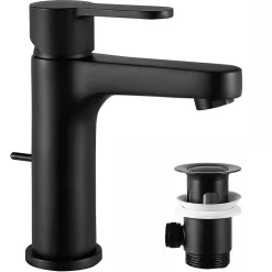 Cecipa Max Mitigeur de lavabo avec Tirette de Vidage, Bonde Incluse, Auralum Max Robinet Salle de Bain Noir Robinetterie en Laiton* Robinet Lavabo Et Vasque