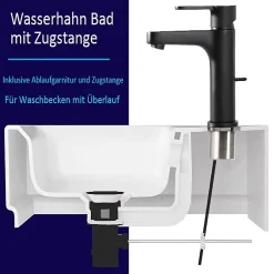 Cecipa Max Mitigeur de lavabo avec Tirette de Vidage, Bonde Incluse, Auralum Max Robinet Salle de Bain Noir Robinetterie en Laiton* Robinet Lavabo Et Vasque